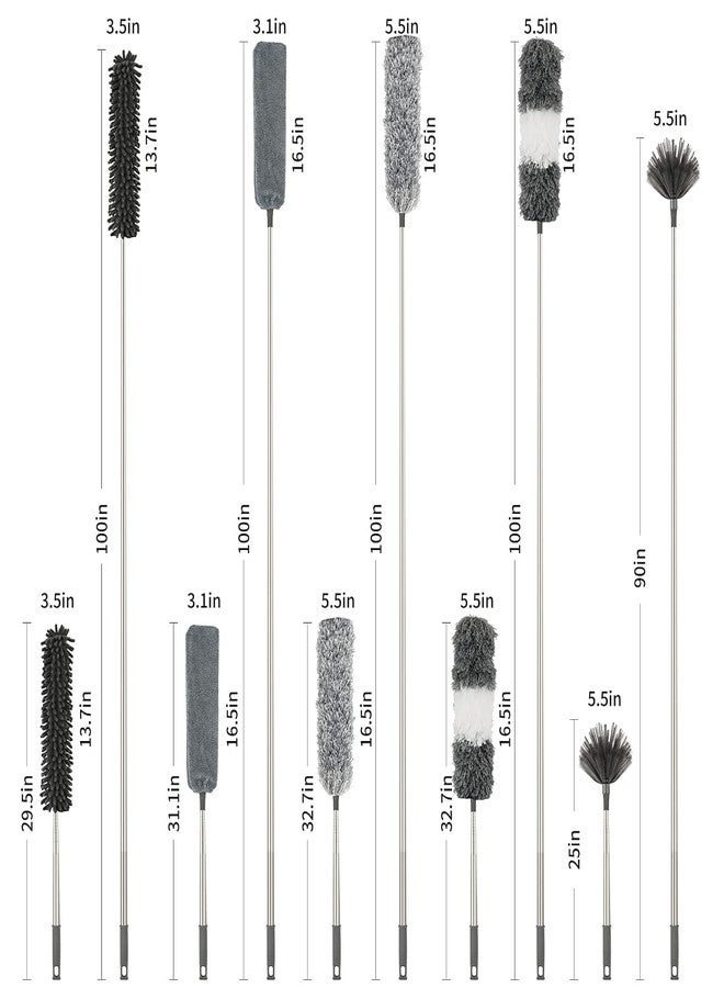 SWAMINE Microfiber Duster 7 Pcs Set Feather Duster Cleaning Kit with 100 Inches Extension Pole, Reusable Bendable Cobweb Dusters for Cleaning Ceiling Fan, Car, Computer, Blinds, Furniture - Image 2